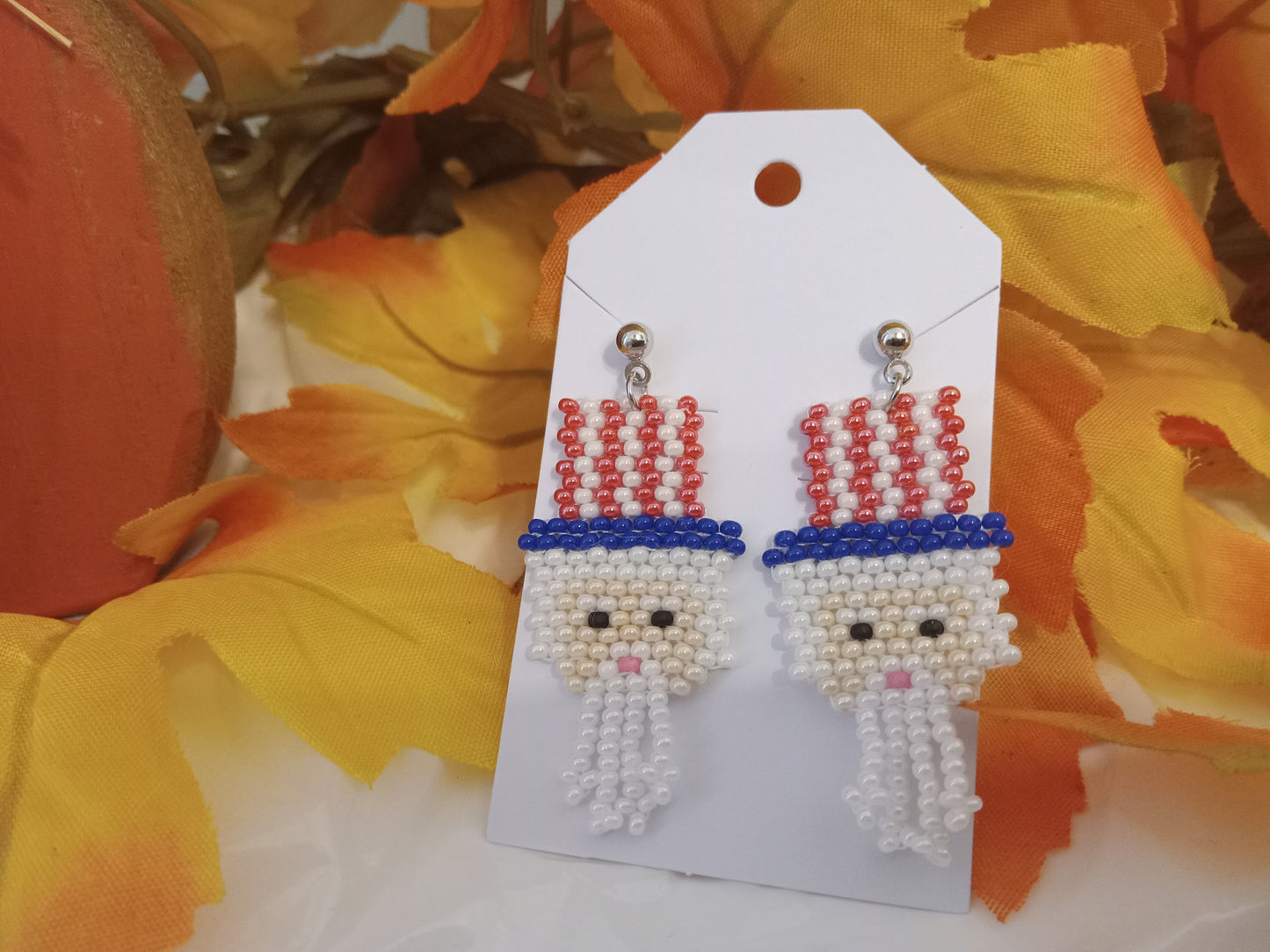 Uncle Sam Brick Stitch Earrings