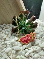 Brick Stitch Double Heart Bracelet