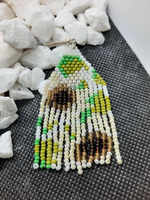 Sunflower Fringe Brick Stitch Earrings