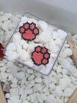 Rainbow Paw Print Brick Stitch Earrings