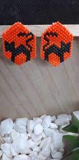 When Black Cat's are Seen Brick Stitch Earrings