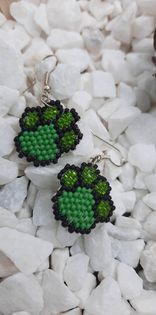 Rainbow Paw Print Brick Stitch Earrings
