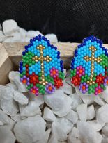 Brick Stitch Cross Spring Earrings