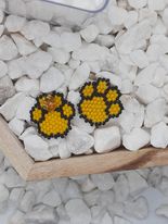 Rainbow Paw Print Brick Stitch Earrings