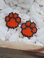 Rainbow Paw Print Brick Stitch Earrings