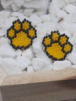 Rainbow Paw Print Brick Stitch Earrings