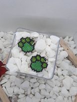 Rainbow Paw Print Brick Stitch Earrings