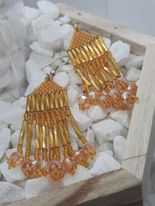 Gold Fringe Brickstitch Earring