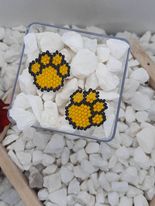 Rainbow Paw Print Brick Stitch Earrings