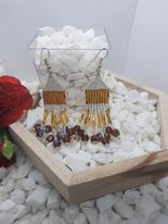Gold Fringe Brickstitch Earring