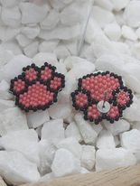 Rainbow Paw Print Brick Stitch Earrings