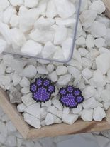 Rainbow Paw Print Brick Stitch Earrings
