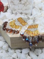 Gold Fringe Brickstitch Earring