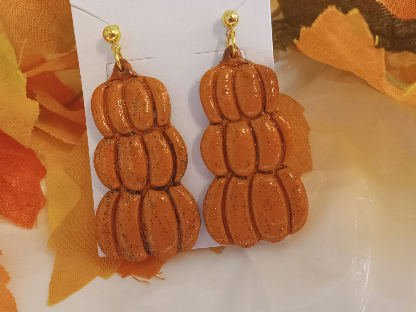 Pumpkin Stack Clay Earrings