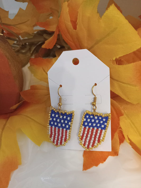 Brick Stitch Patriotic Sheild Earrings