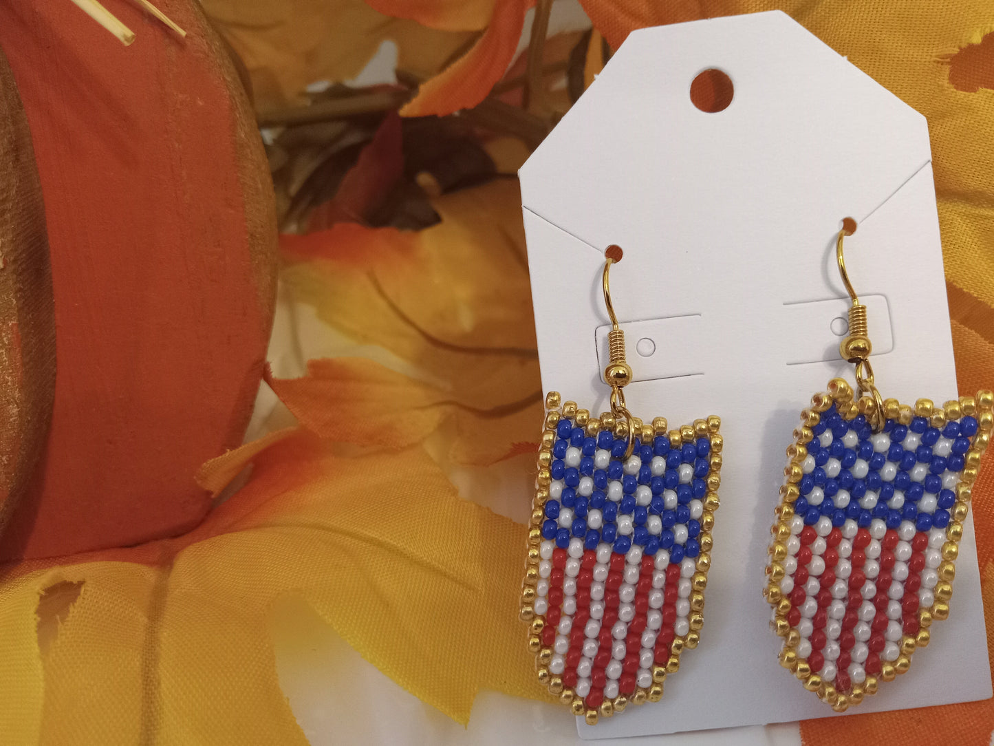 Brick Stitch Patriotic Sheild Earrings