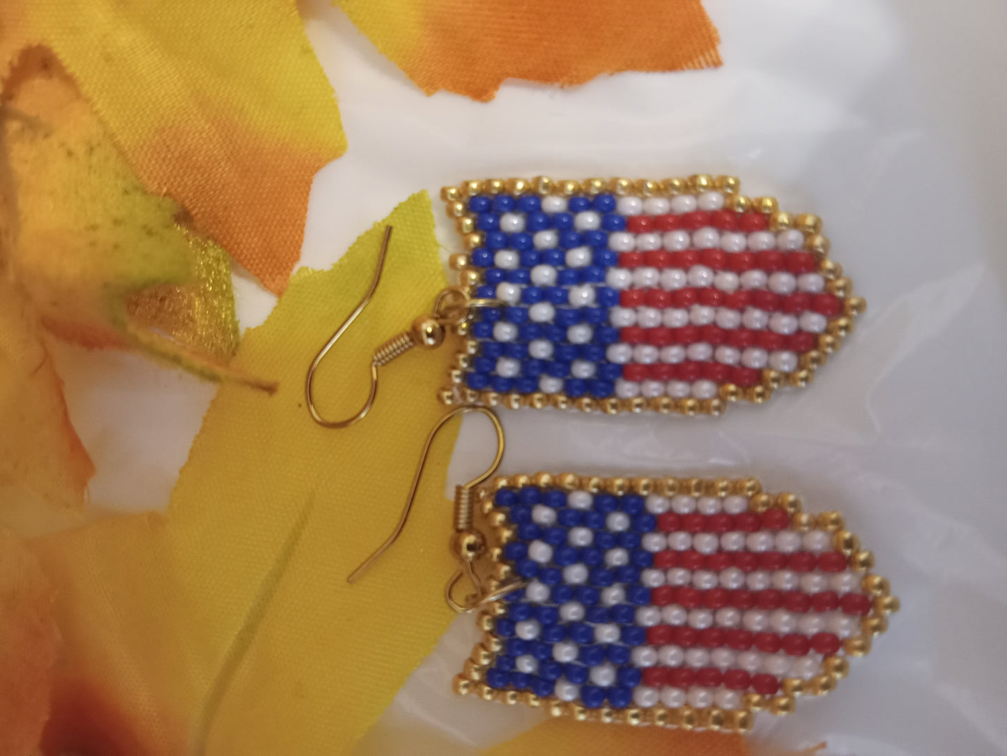 Brick Stitch Patriotic Sheild Earrings