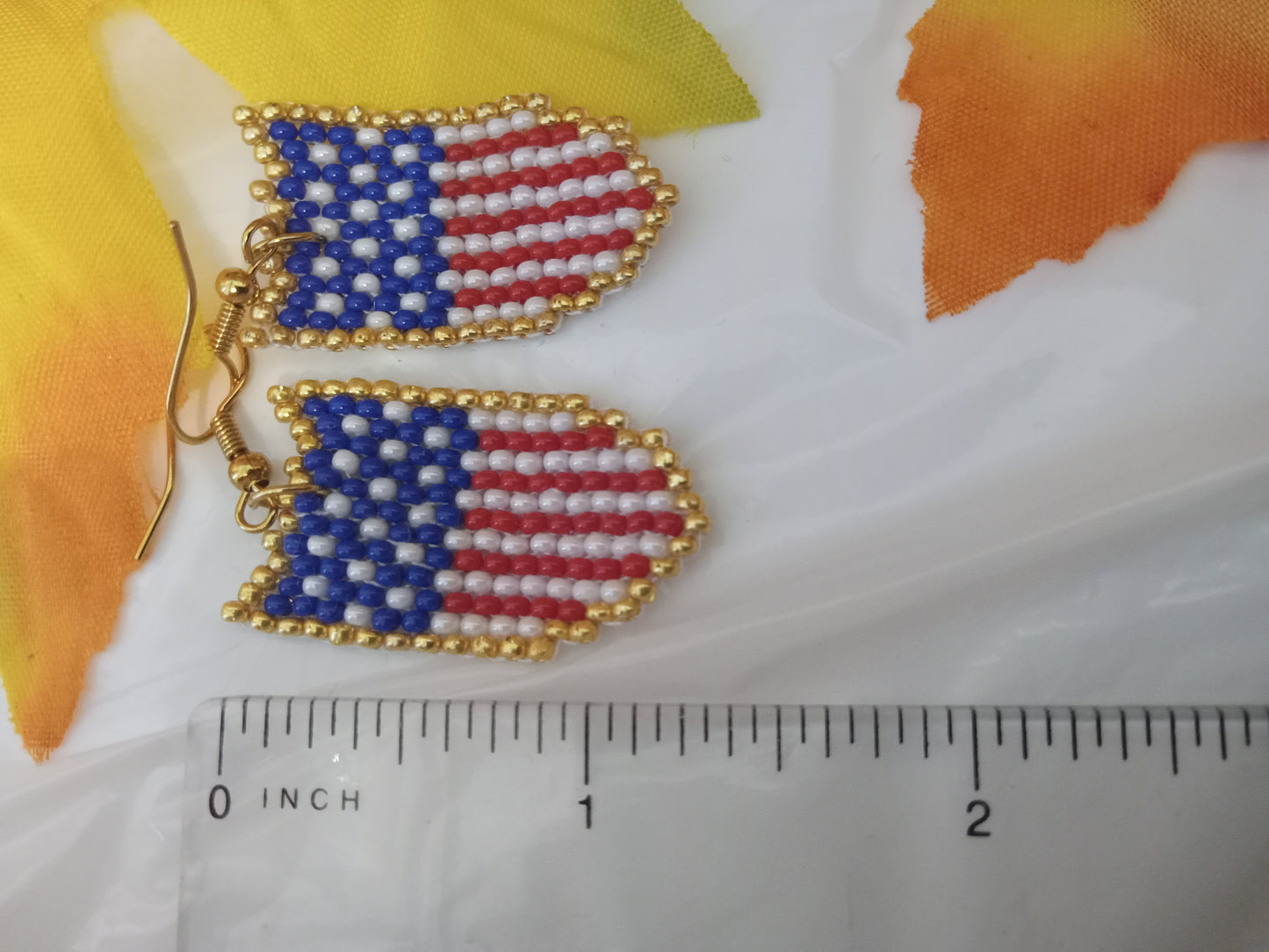 Brick Stitch Patriotic Sheild Earrings