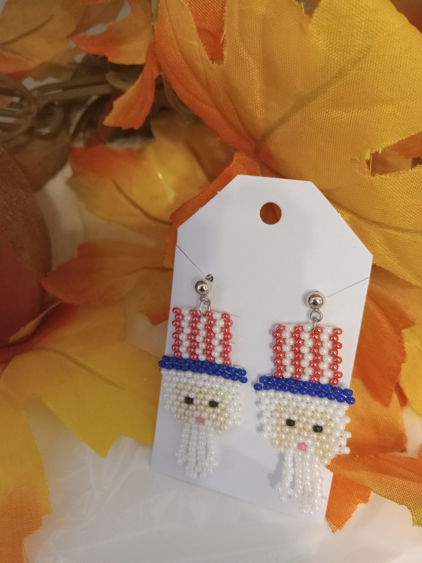 Uncle Sam Brick Stitch Earrings