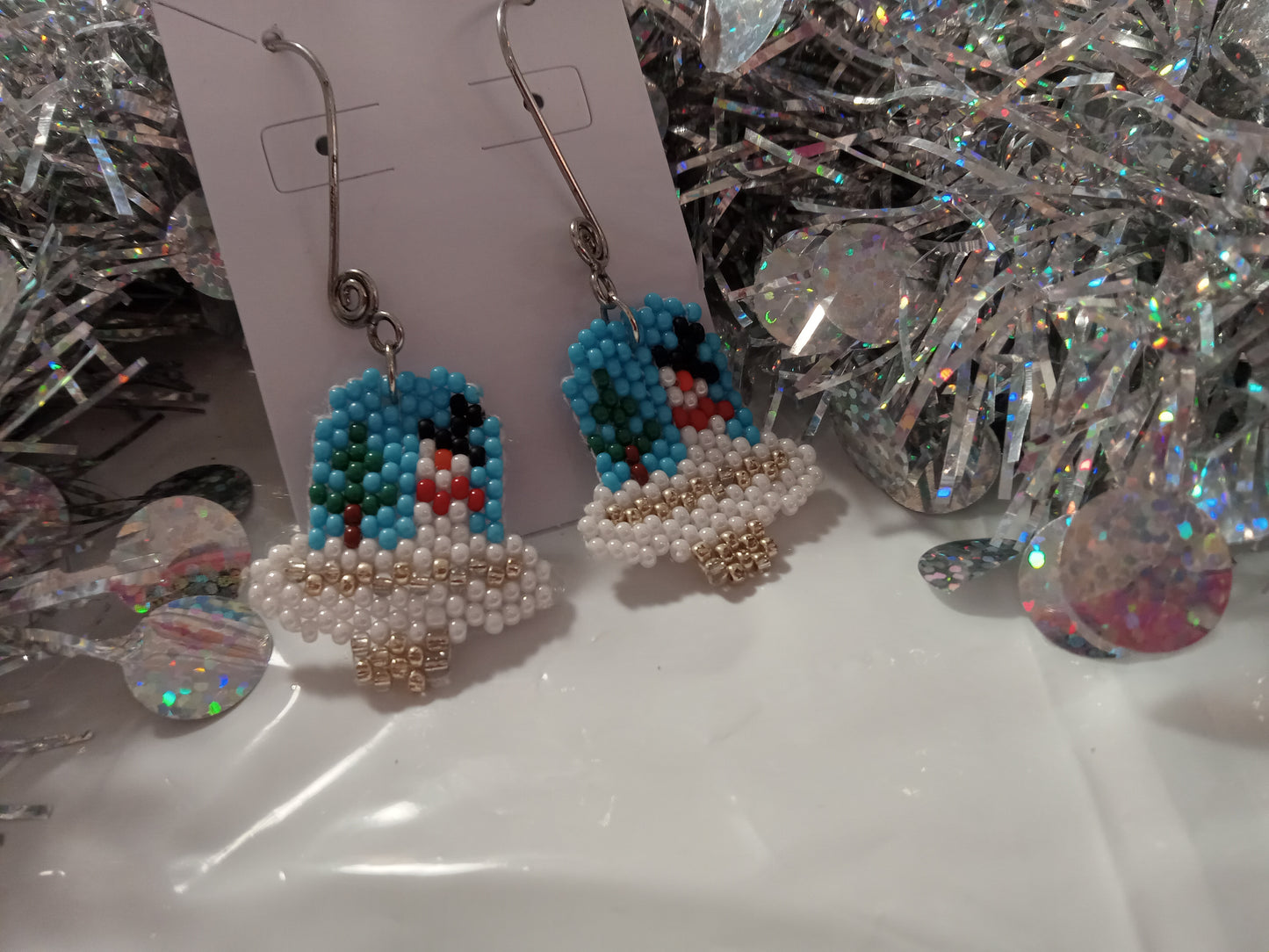 Brick Stitch Christmas Bell Earrings