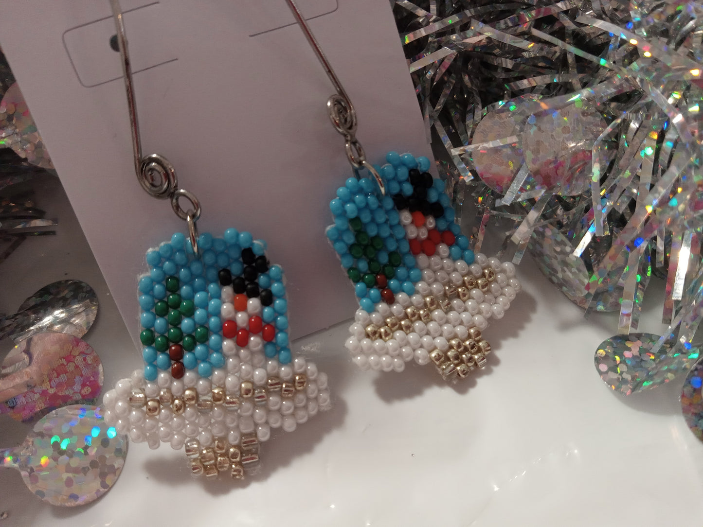 Brick Stitch Christmas Bell Earrings