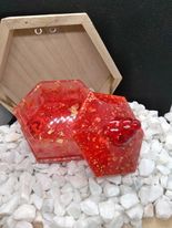 Hexagon Red and Gold Leaf Trinket Box