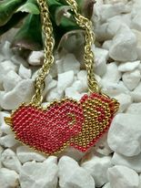 Brick Stitch Double Heart Bracelet