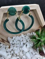 Olive Green Semi Circle Earrings