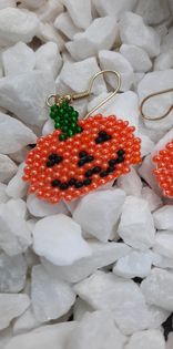 Jack-O-Lantern Brick Stitch Earrings