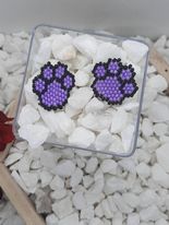 Rainbow Paw Print Brick Stitch Earrings