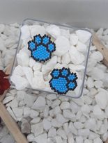 Rainbow Paw Print Brick Stitch Earrings