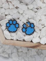 Rainbow Paw Print Brick Stitch Earrings