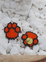 Rainbow Paw Print Brick Stitch Earrings