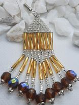 Gold Fringe Brickstitch Earring