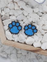 Rainbow Paw Print Brick Stitch Earrings