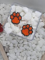 Rainbow Paw Print Brick Stitch Earrings