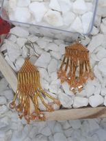 Gold Fringe Brickstitch Earring