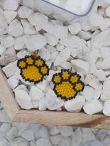 Rainbow Paw Print Brick Stitch Earrings