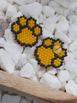 Rainbow Paw Print Brick Stitch Earrings