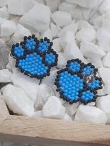 Rainbow Paw Print Brick Stitch Earrings