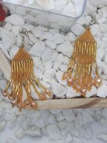 Gold Fringe Brickstitch Earring