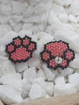 Rainbow Paw Print Brick Stitch Earrings