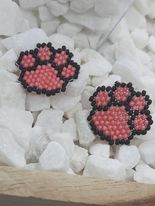 Rainbow Paw Print Brick Stitch Earrings